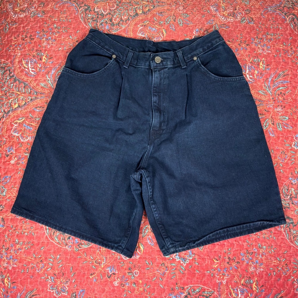 Chic Denim Shorts Womens 14 Blue Excellent Pleated‎ High Rise Mom Jeans
